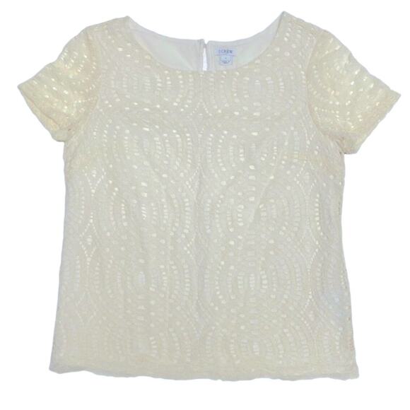 J. Crew Lace Overlay Ivory T-Shirt Size 4 - Picture 13 of 13